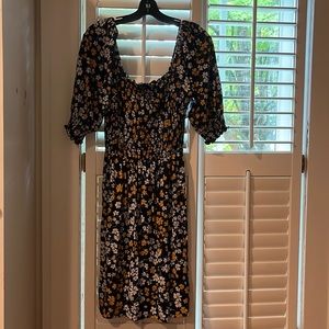 Navy and yellow draper James dress